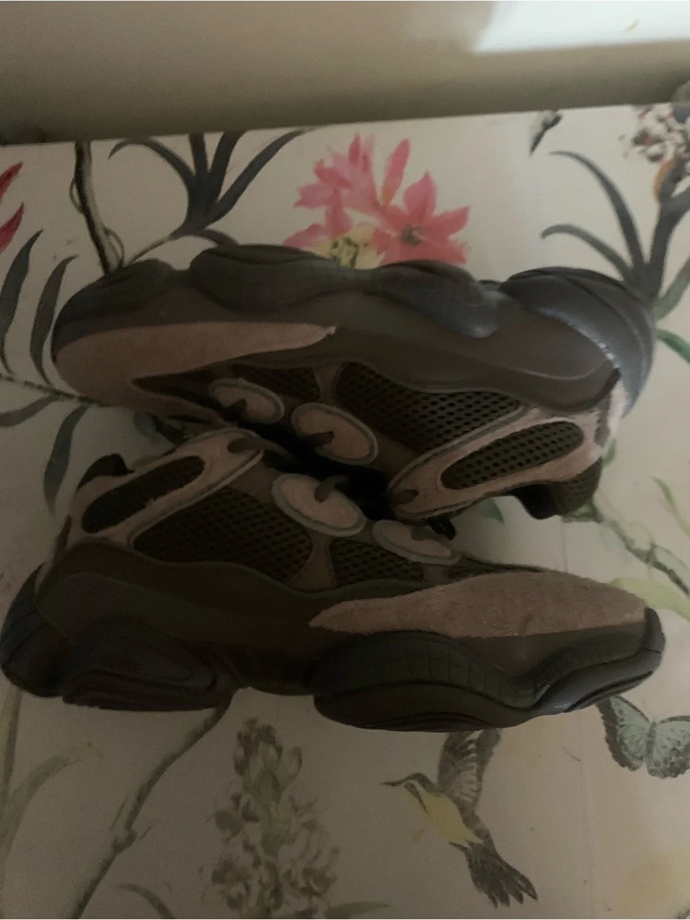 adidas Men's Olive and Taupe Chunky Mesh Sneakers